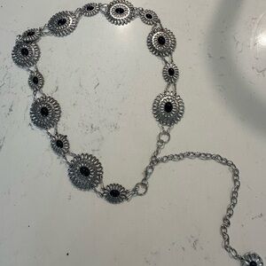 Elegant Silver and Black Floral belt